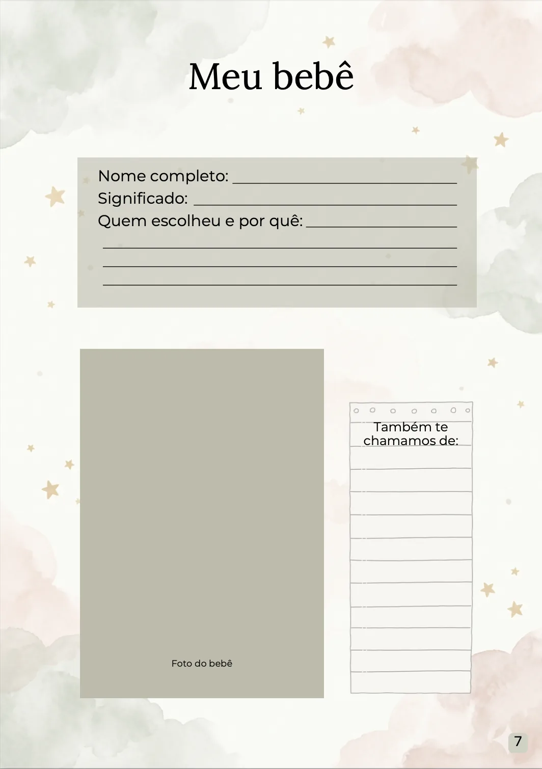 Página do Diário do Bebê